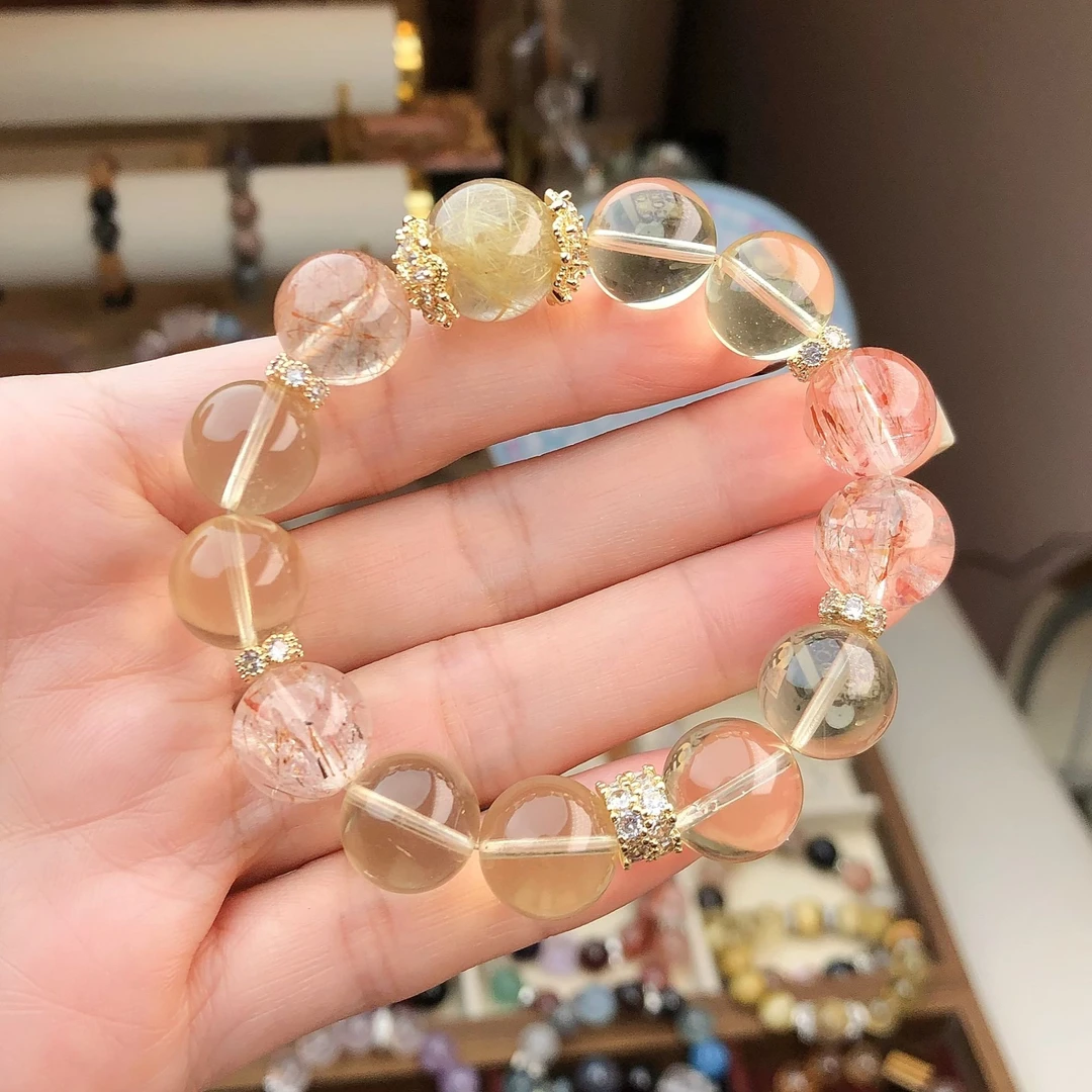 原创设计·十二星座天然水晶手串·金发晶（多样性发货）