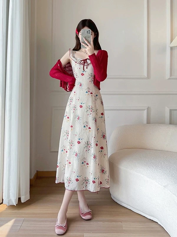 【A351-A400】 夏季新款碎花雪纺连衣裙遮肉显瘦