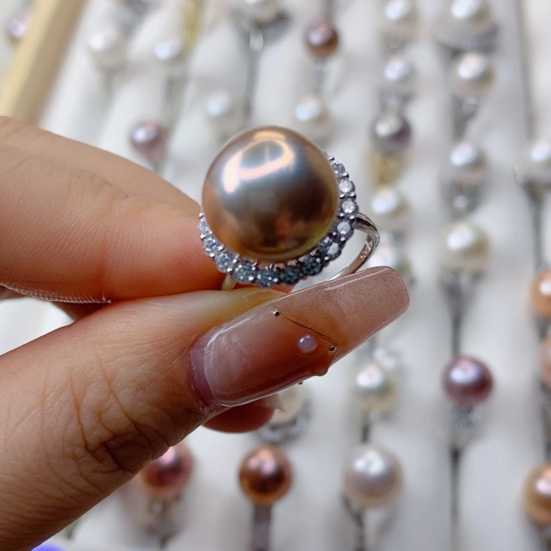 淡水珍珠戒指银S925镶嵌彦**一