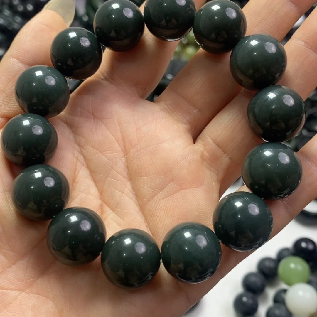 未镶嵌手链和田玉东**海新疆和田玉且末料卡16圆珠手串