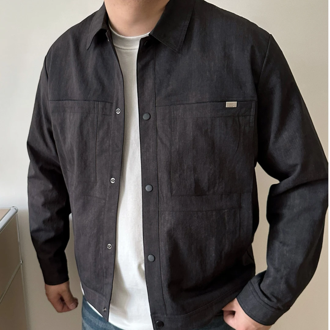 大依无忧大码男装春秋款简约帅气加肥加大男士短款翻领夹克外套