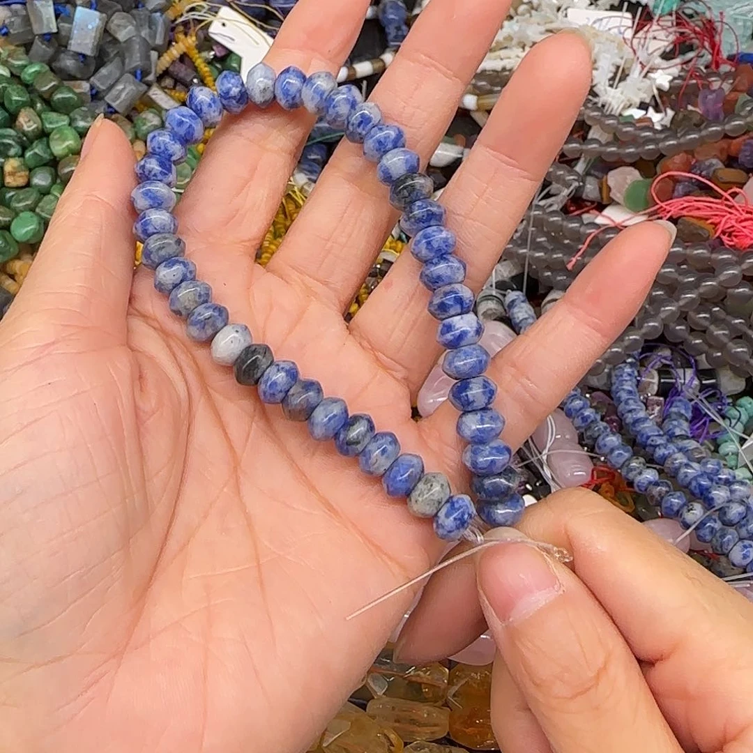 玛瑙/玉髓合金珠宝半成品蓝点石8mm半条