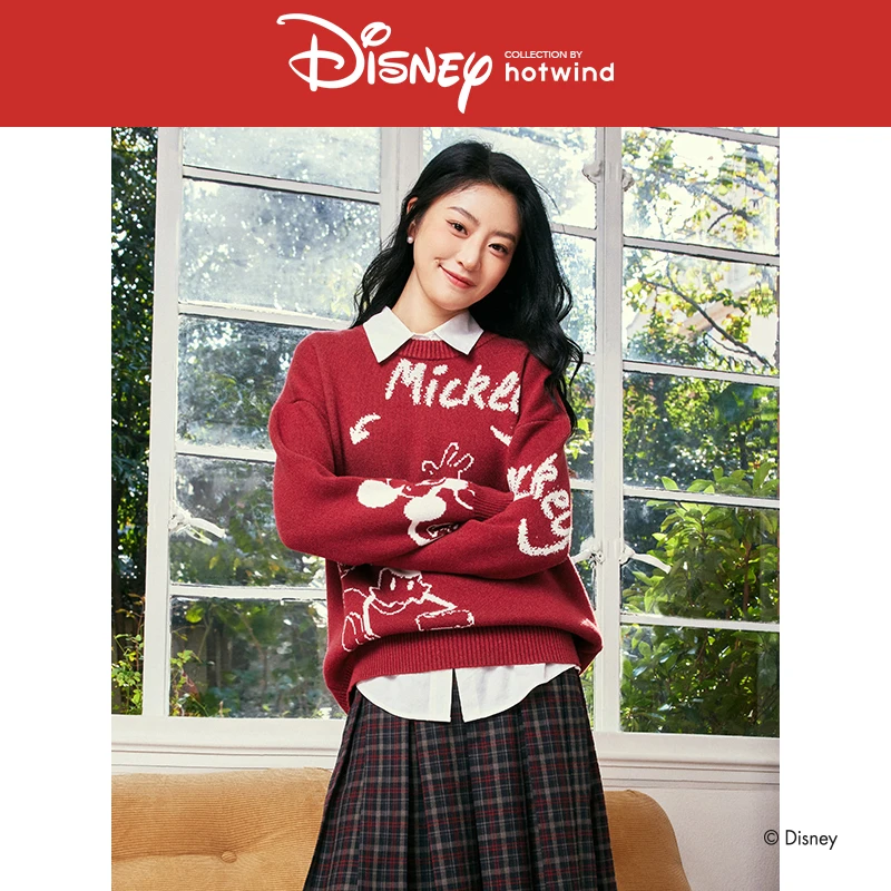 热风2025年春季新款女士米奇新年系列针织衫F08W25110