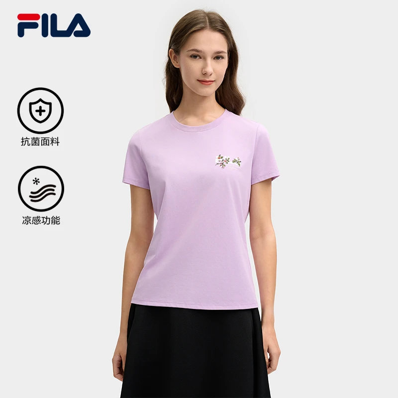 Fila/斐乐2025年女士百搭户外休闲衣运动舒适短袖T恤F11W518102F