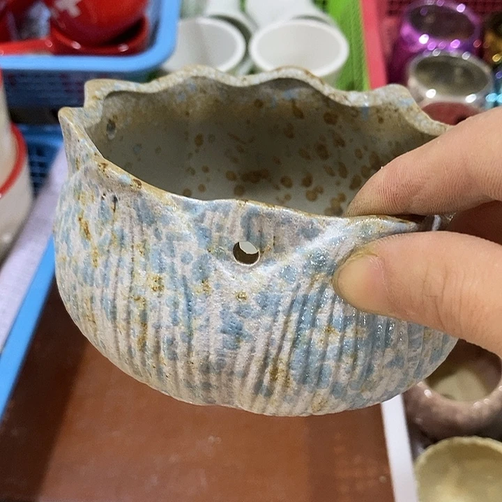 摆件陶盆有孔 瑕疵介意勿拍