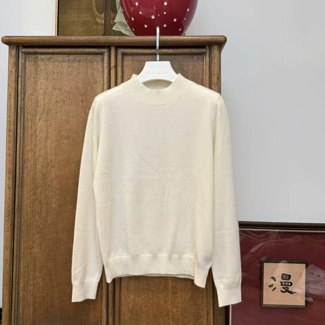MYL 2024年秋冬新款贝贝羊绒米白针织衫中高领纯色打底针织衫