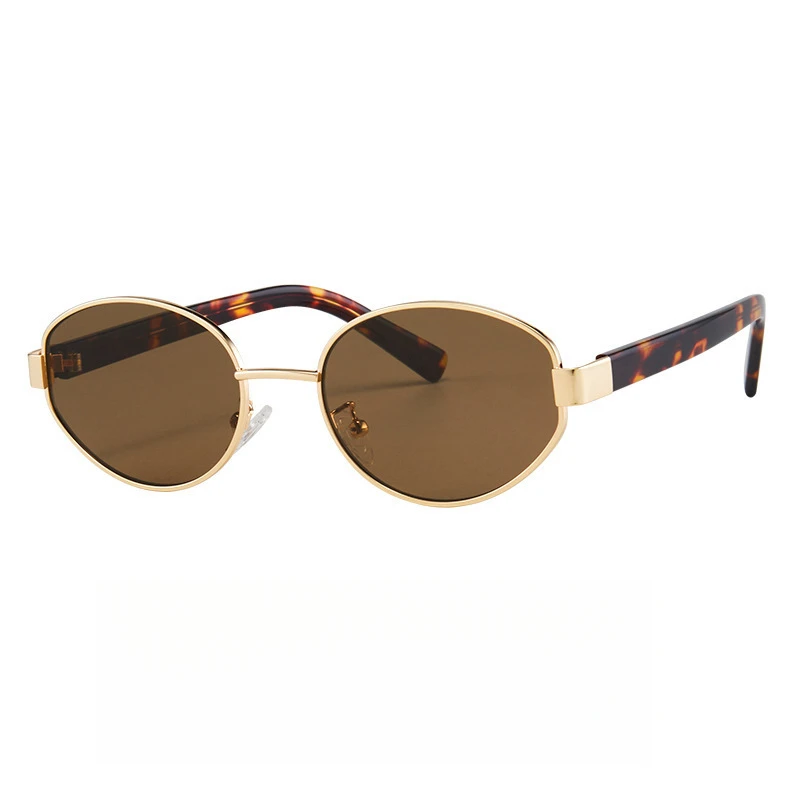 HKZA新款轻奢老钱风墨镜复古时尚金属小圆框