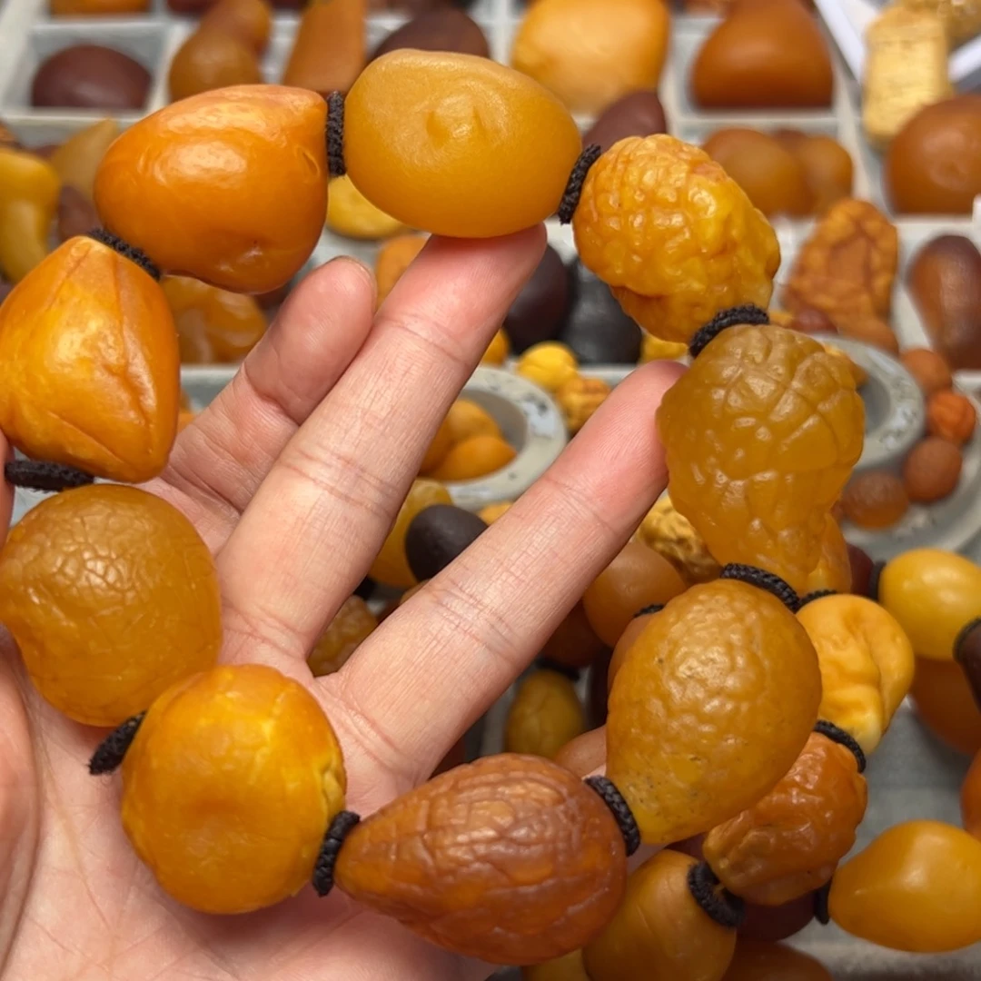 琥珀裸石未镶嵌天然蜜蜡手串