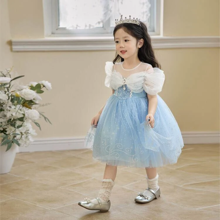 宝宝儿童新款公主裙纯色连衣裙洛丽塔洋气裙子中小童