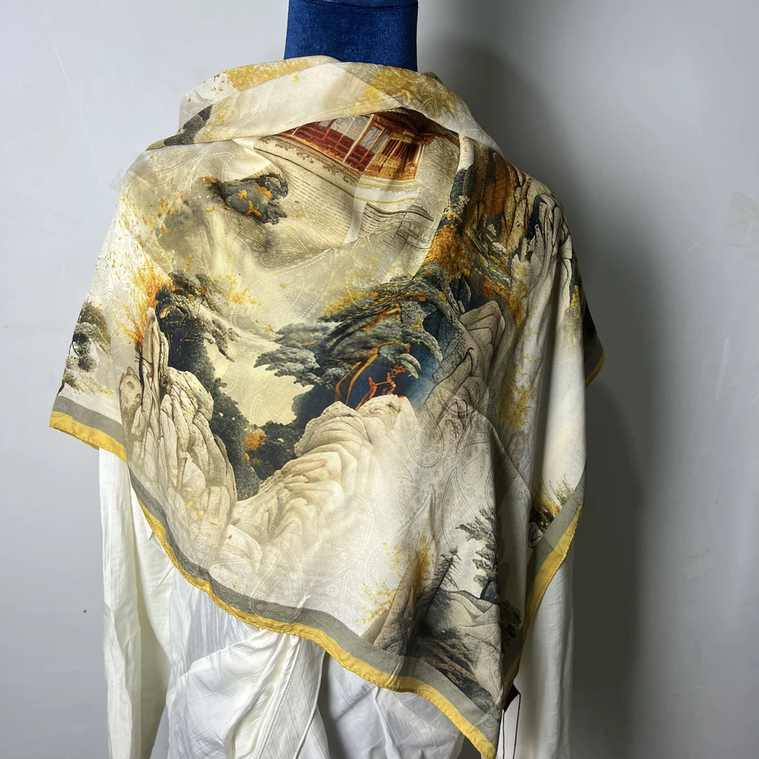 【高耸入云】浣溪沙工艺新中式丝巾110*110左右