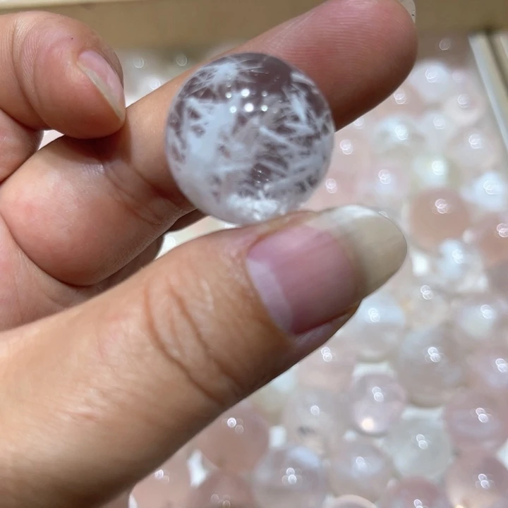 皮***酱水晶手链未镶嵌天然水晶雪花幽灵单珠