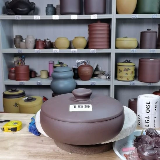 紫砂茶叶罐正品两饼装茶叶罐素面老紫泥159