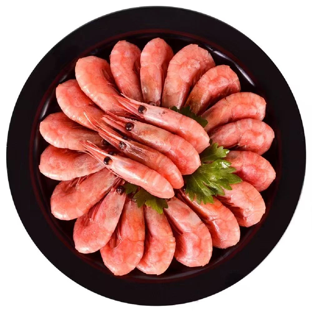 北极甜虾，90-120+规格，净重3斤无黑头，2025新鲜冰虾甜虾