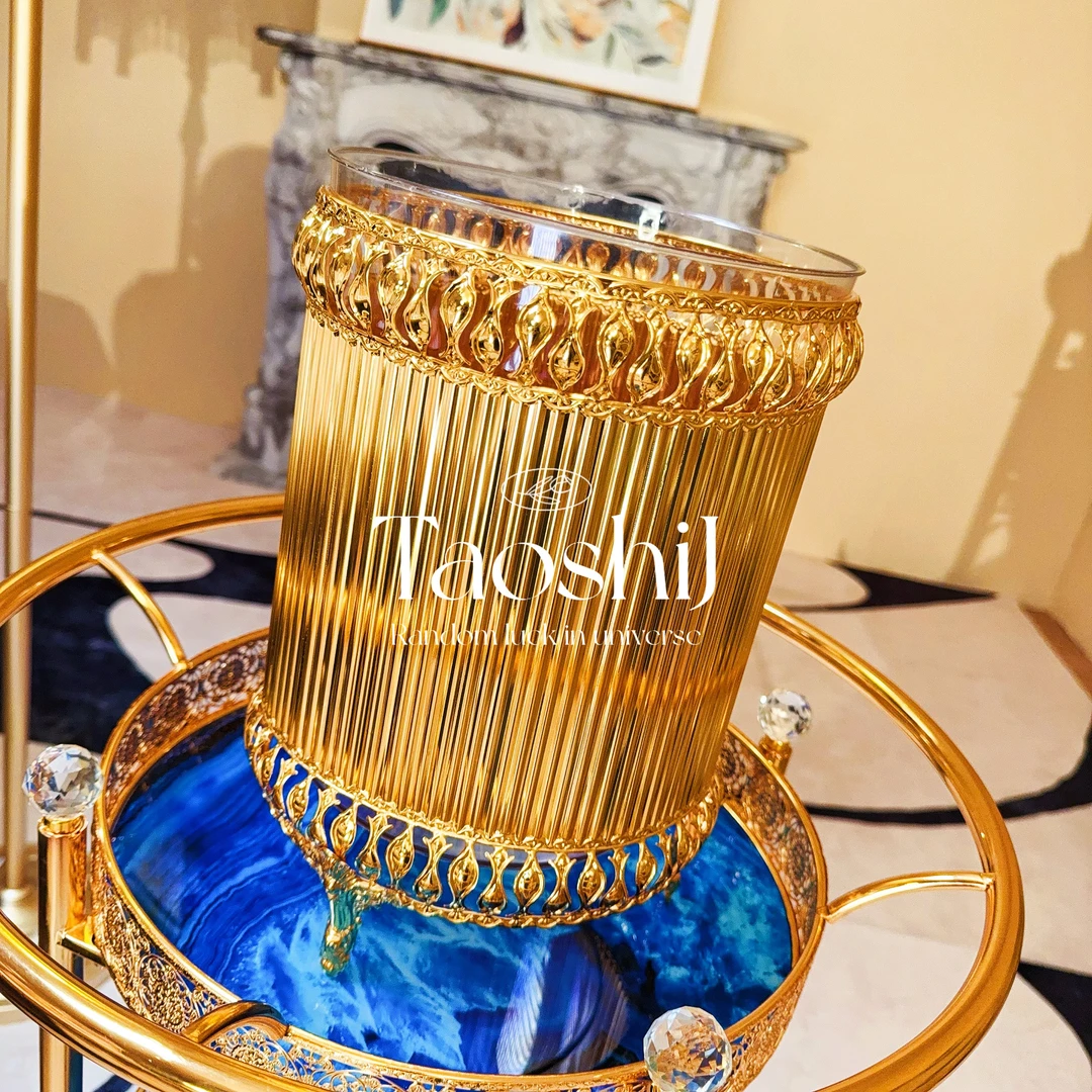 欧式轻奢垃圾桶金色金属家用大容量高颜值新款客厅高端大气垃圾桶