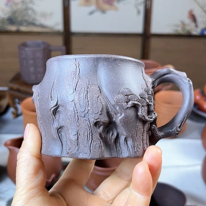 紫砂茶杯全手天青容量230