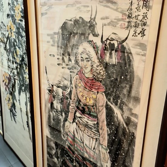 国画李毅老师画作带框