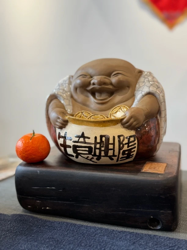 虞公窑金钱佛（中号）日常家居摆件玄关雕塑工艺品创意陶瓷送礼佳品