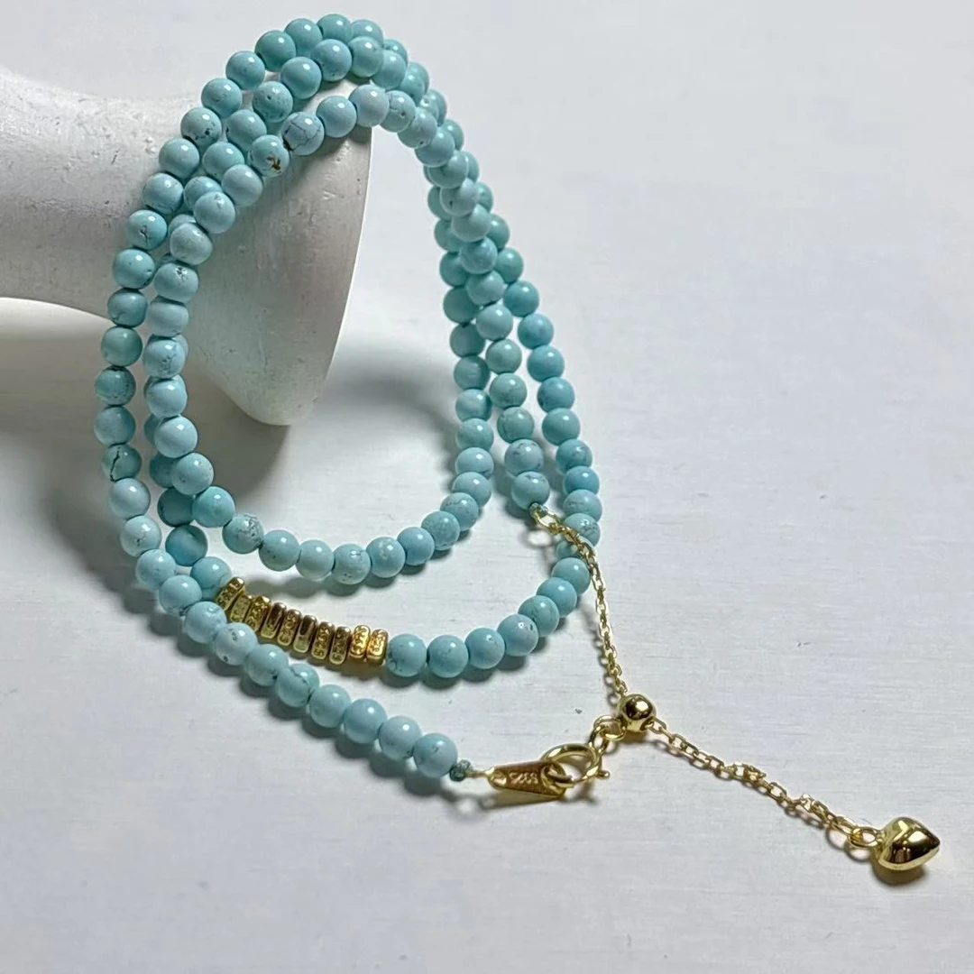 《铁头老猪》LSL-002绿松石圆珠多圈手串设计款约3mm多样性发其一