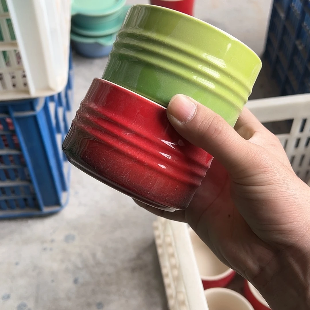 陶瓷 微 小烤碗 红➕果绿色