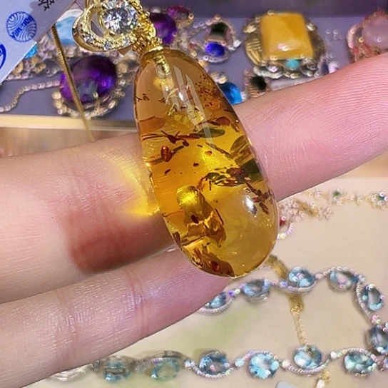 银S925镶嵌琥珀裸石