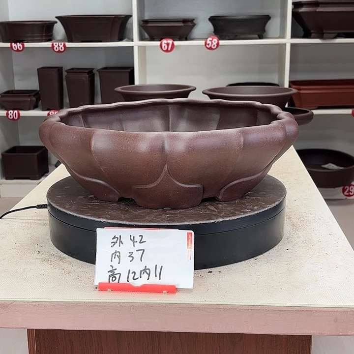 紫砂花盆连花小号