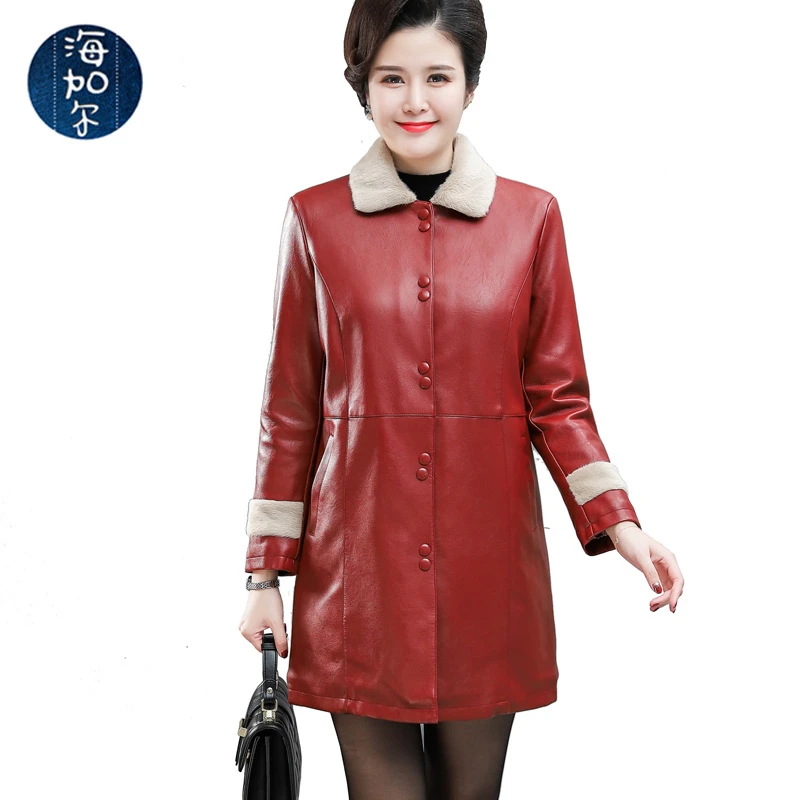 毛领中长款时尚中老年冬季保暖皮衣海宁绵大衣