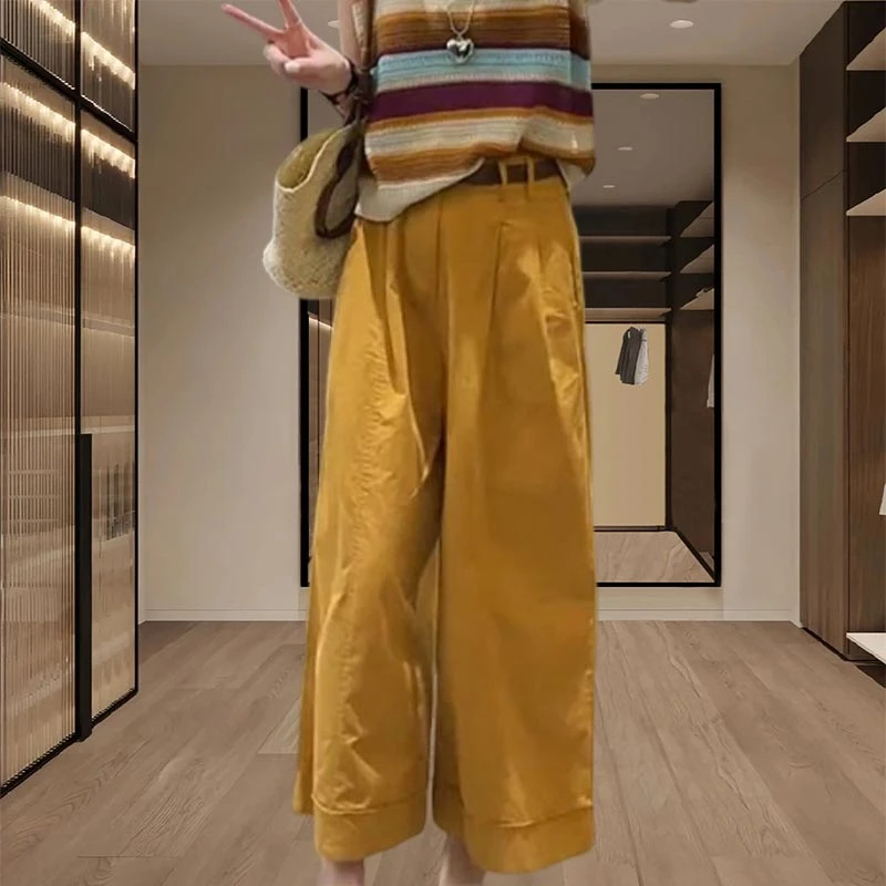 休闲裤纯色长裤2025年夏季新款女装宽松阔腿裤大码通勤洋气高级感