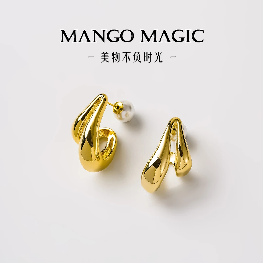 铜合金耳饰 欧美轻奢INS风音符耳钉简约复古优雅设计耳饰 9992