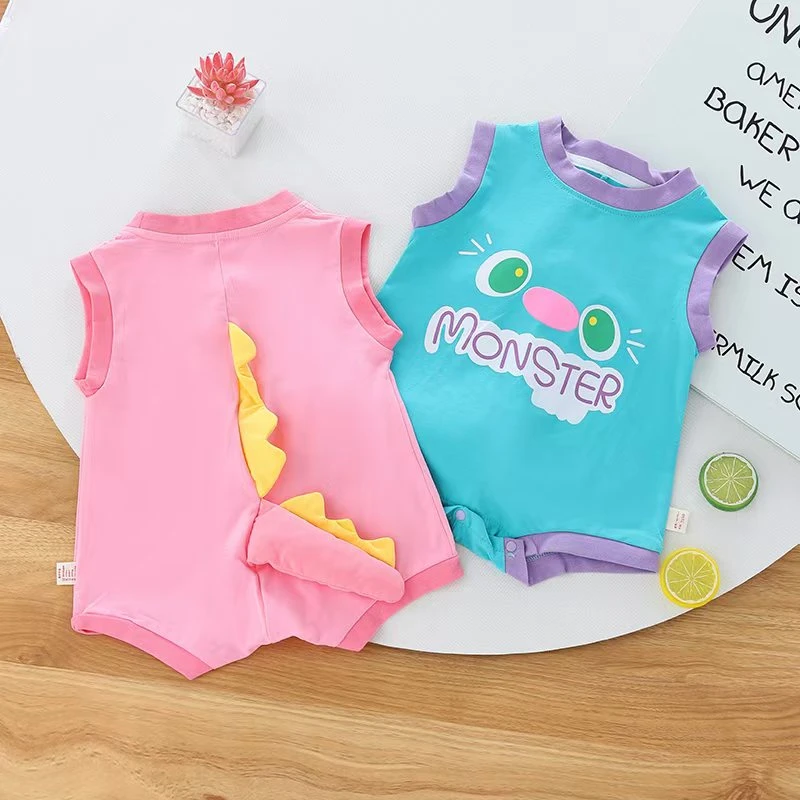 可爱风短爬通用夏季哈衣爬服幼儿婴儿连体衣