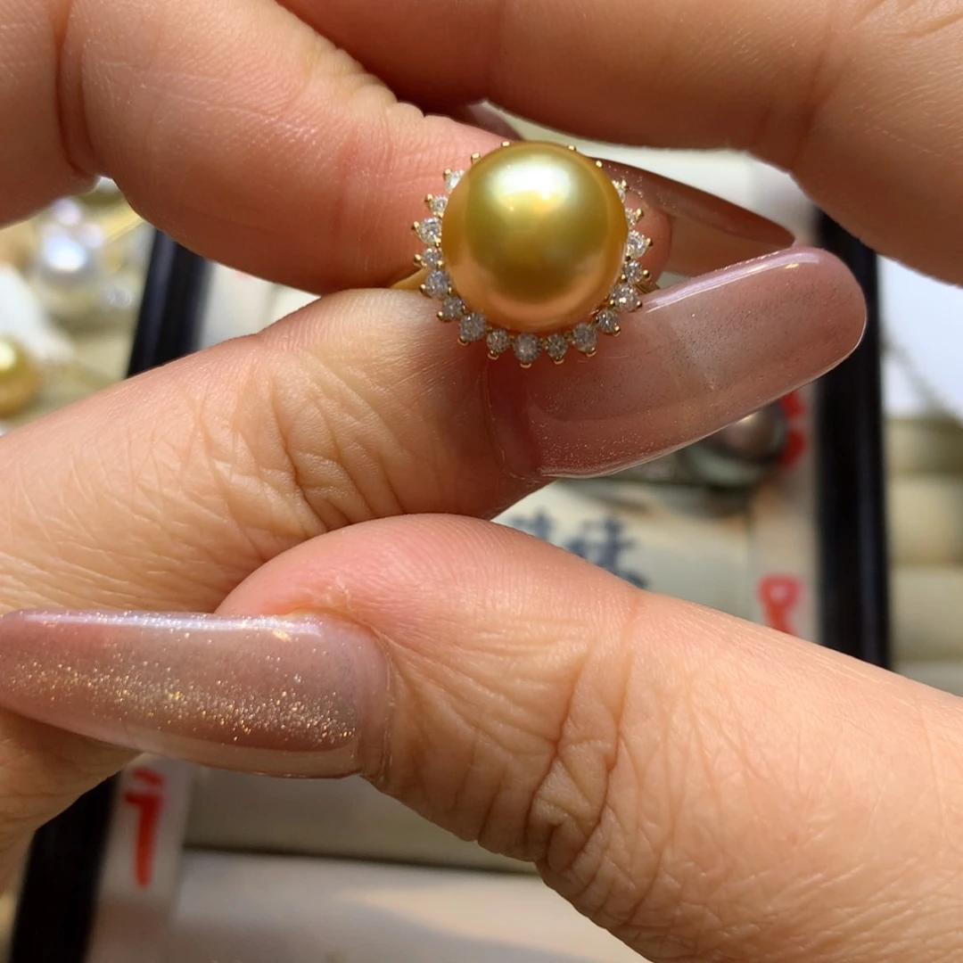 银S925镶嵌戒指海水珍珠