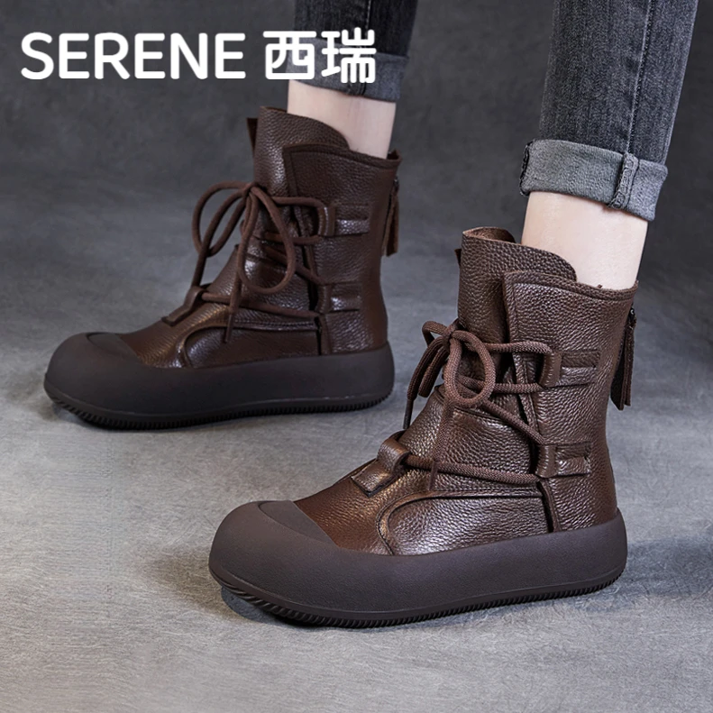西瑞女款运动马丁靴冬季明星同款鞋女款厚底短靴2025流行款女靴子