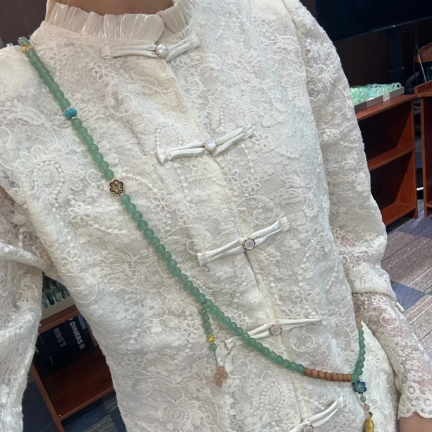 天然玉石 斜挎腰链 手工编织