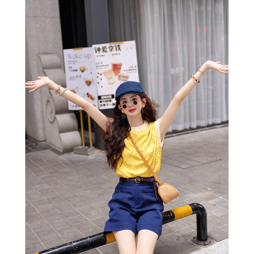 陈大器【麦穗黄昏】港风复古宽松夏季短袖T恤休闲针织上衣JK0725526