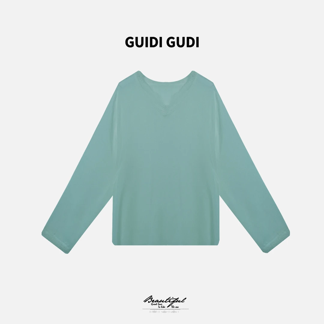 GUIDI GUDI【长睫毛】黄加蓝性感女人味睫毛蕾丝长袖T恤