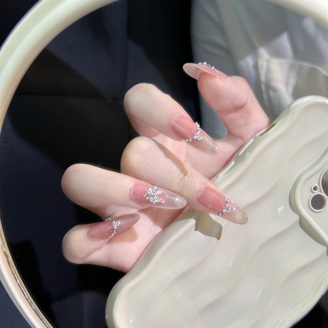 【春日蝶序】纯手工穿戴甲长款显白高级轻奢美甲百搭穿戴甲