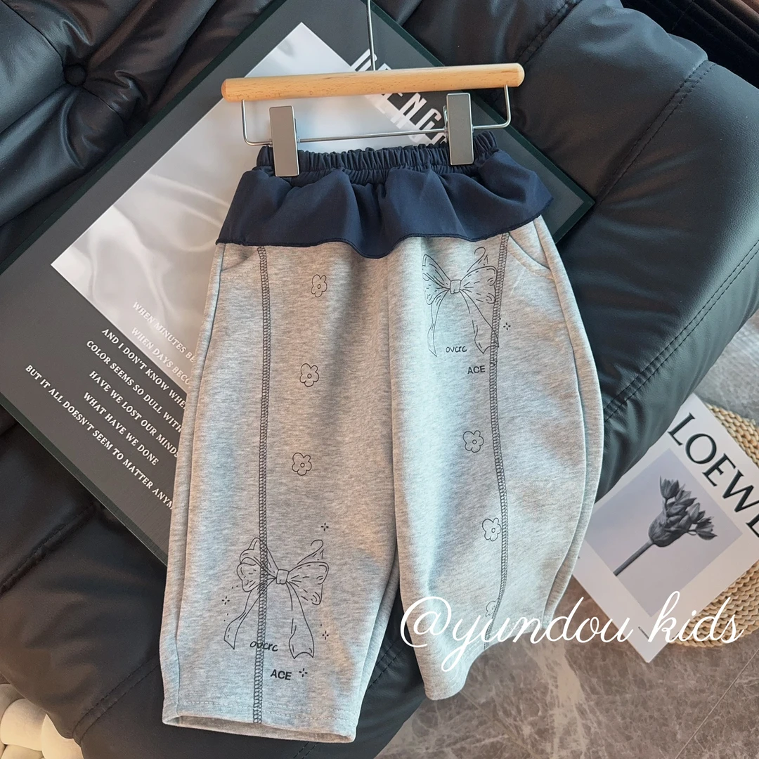 2025秋季新品女童韩版趣味印花弯刀裤百搭童装香蕉裤小时尚中大童