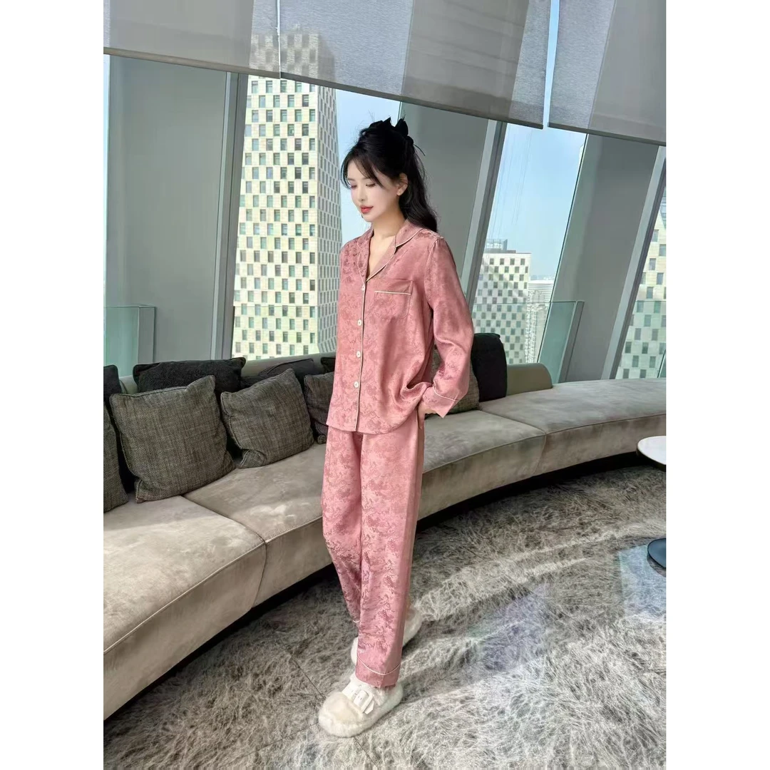 {非遗云锦睡衣-粉}秋冬季睡衣女士新款长袖休闲家居服（805-A1)