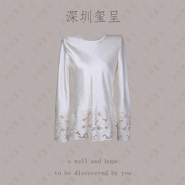 25早春时尚新中式百搭显瘦上衣中国风醋酸下摆镂空蕾丝打底小衫