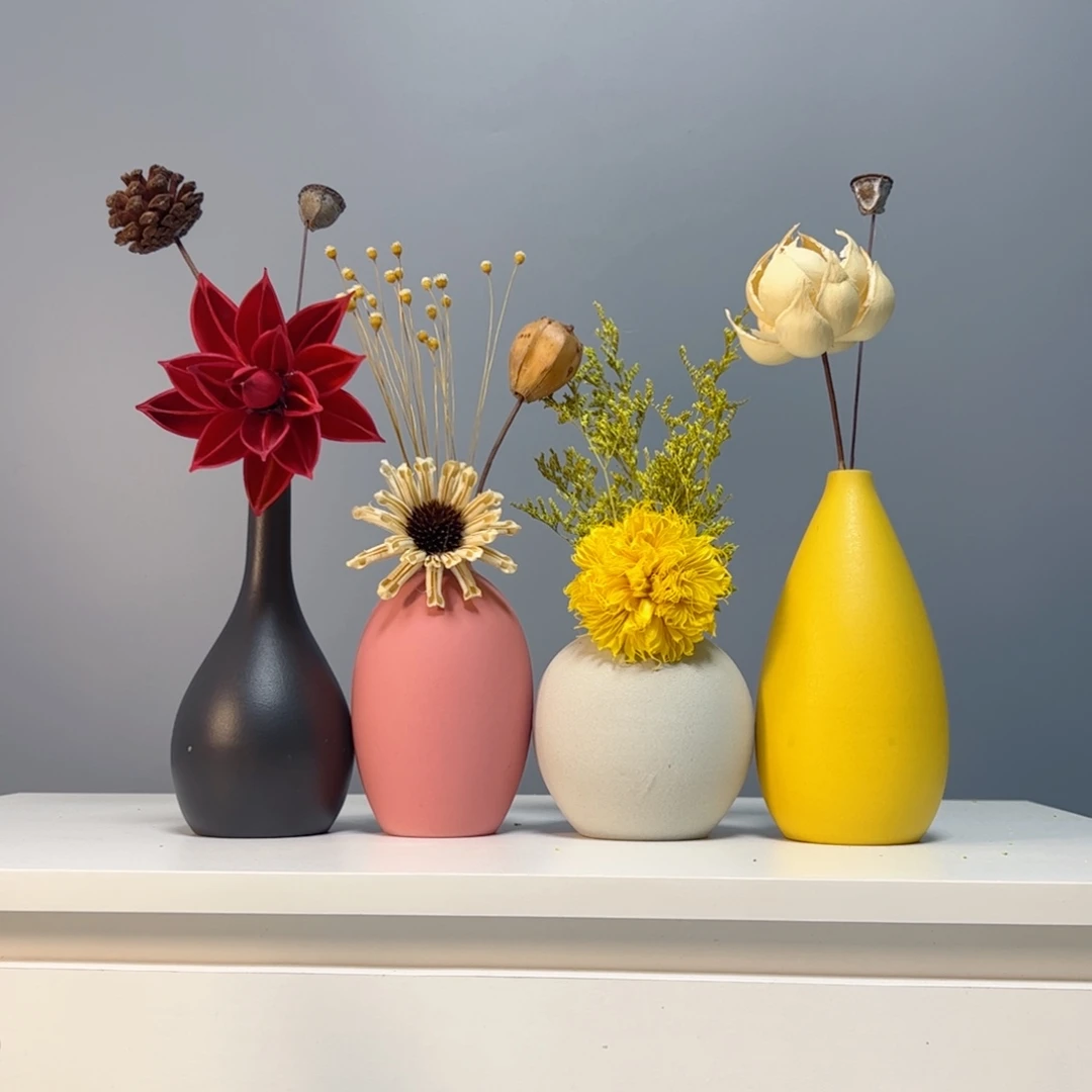 陶瓷花瓶景德镇手作陶瓷花平摆件无孔