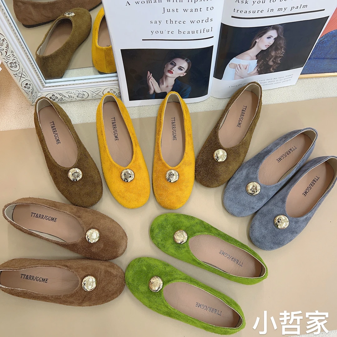 99878春夏新款真皮平底软底浅口韩版舒适百搭时尚潮流瓢鞋女鞋