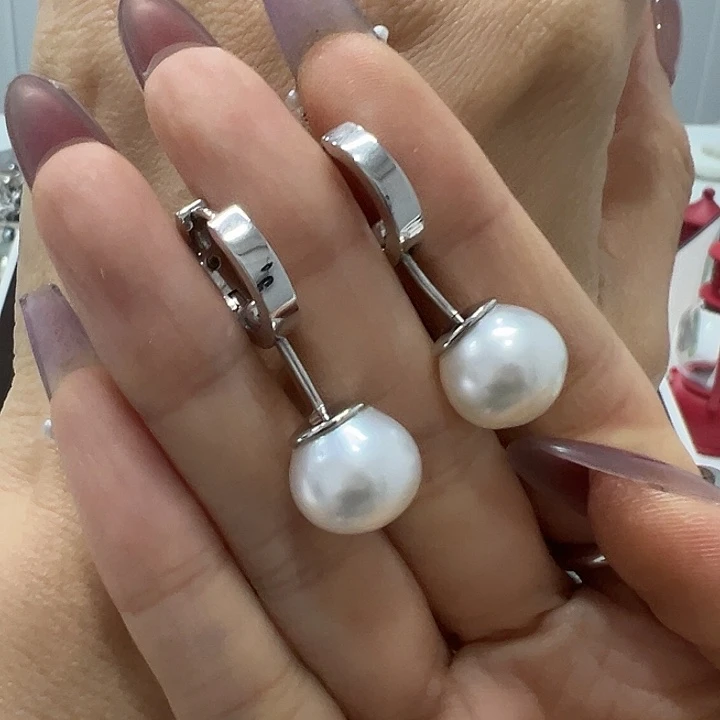 银S925镶嵌耳饰海水珍珠