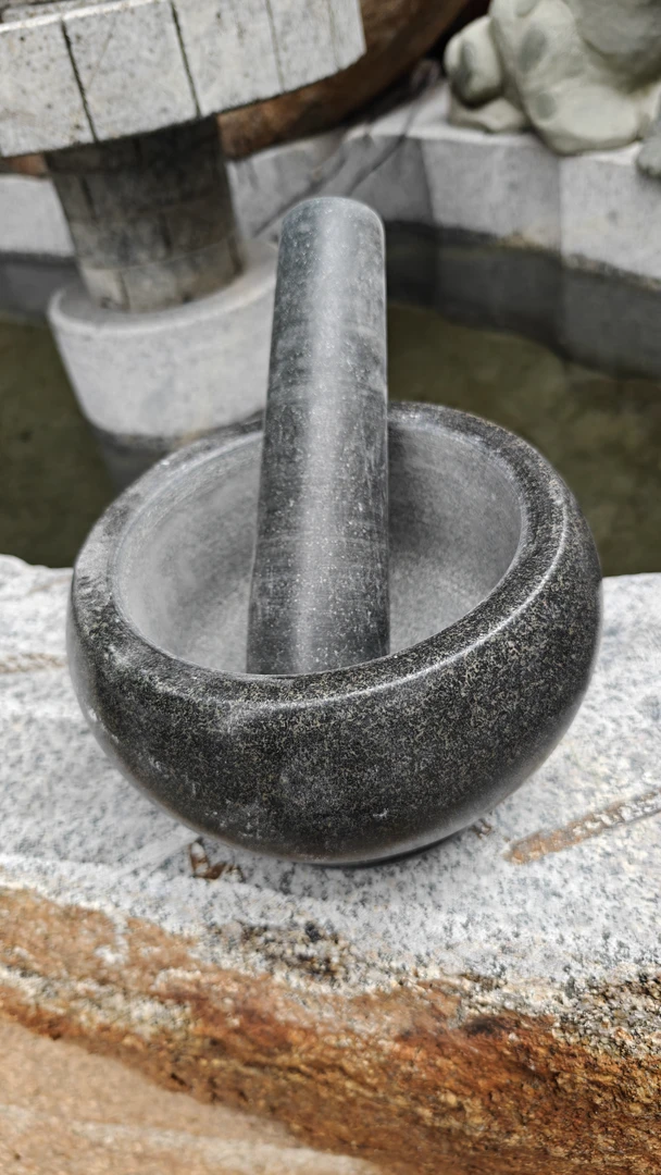 剥蒜器天然青石臼加厚石臼家用捣蒜器捣药罐蒜泥器压蒜器研磨石臼