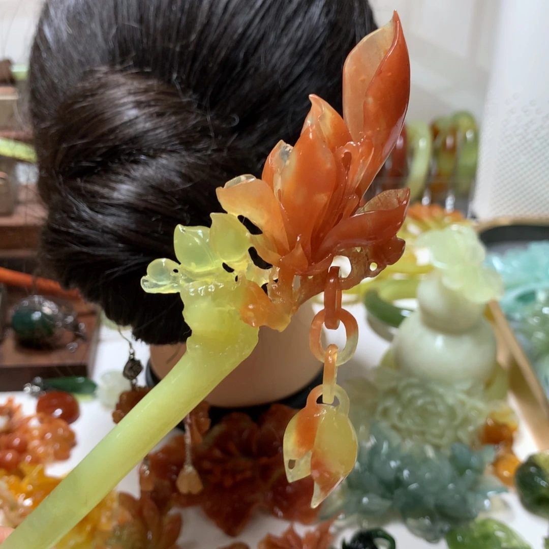 蛇纹石玉发饰未镶嵌九***幻