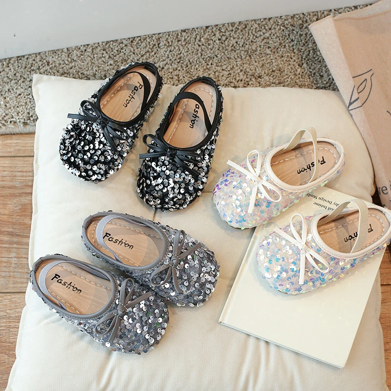 【鑫宝】ins儿童包头夏季新款韩版女童亮片公主鞋一脚蹬沙滩拖鞋