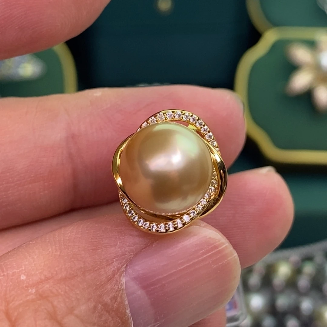 银S925镶嵌戒指海水珍珠