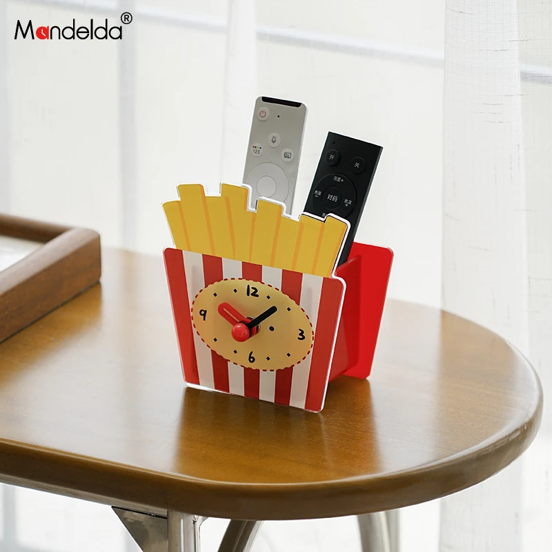 Mandelda薯条创意时钟家居玄关摆台式座钟客厅卧室桌面装饰品摆件