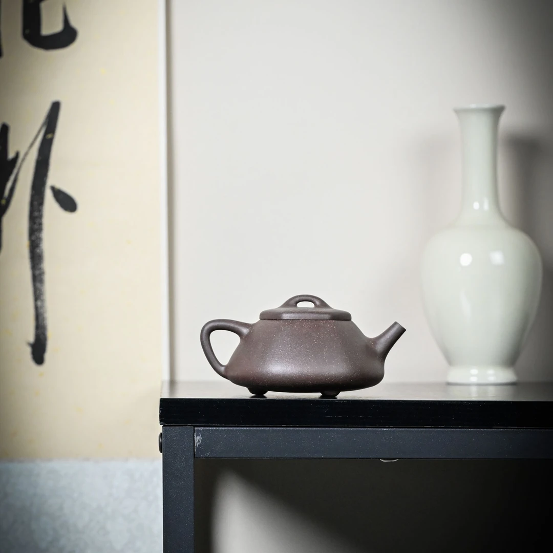 【天青·六方石瓢】宜兴原矿紫砂天青精工手制六方石瓢（圆足底）170cc