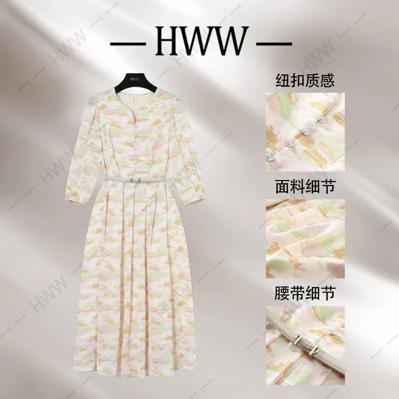 【赫尔温】设计款苍鹭白时尚收腰显瘦连衣裙DHZFF50655