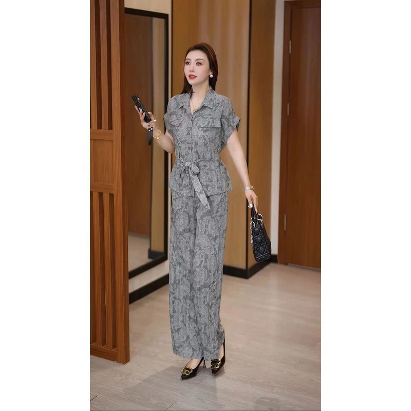 瑞丽风极简风休闲风时尚套装气质收腰显瘦时尚阔腿裤 3088