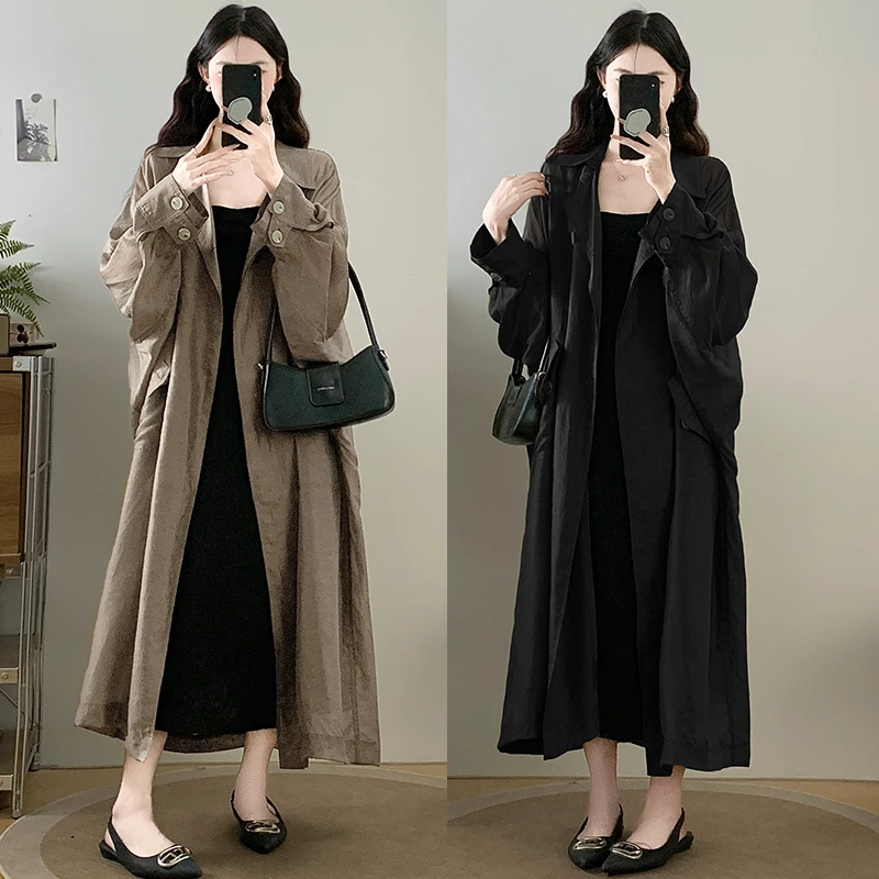 韩版气质休闲宽松防晒外套女装2026夏季新款轻薄御姐显瘦长款风衣